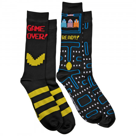 Pac-Man Arcade Chase and Game Over 2-Pair Pack of Crew Socks